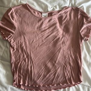 Pink T-shirt with Ruffles on the ends